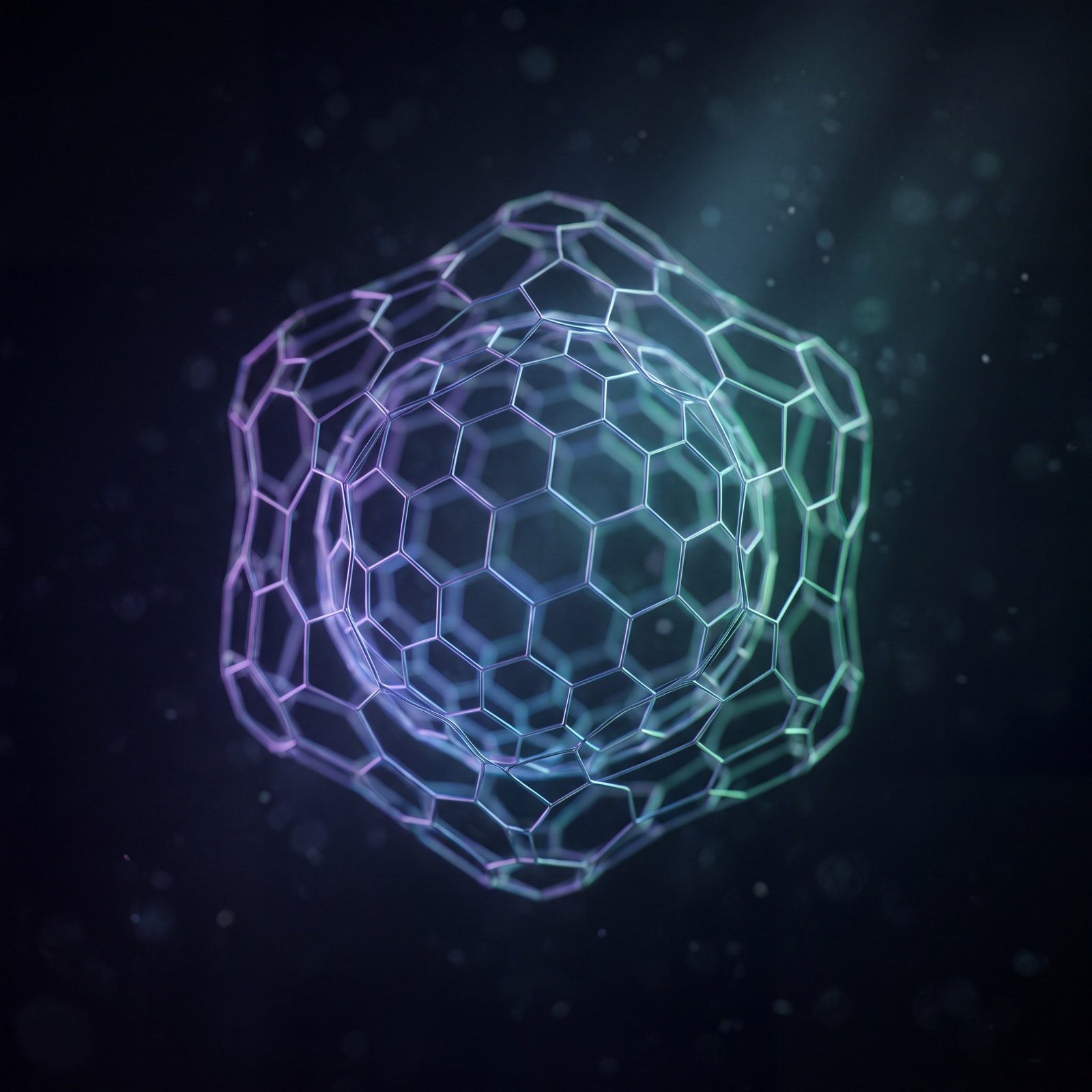 An interconnected hexagonal lattice — the judgment layer that sits between AI-built code and production.